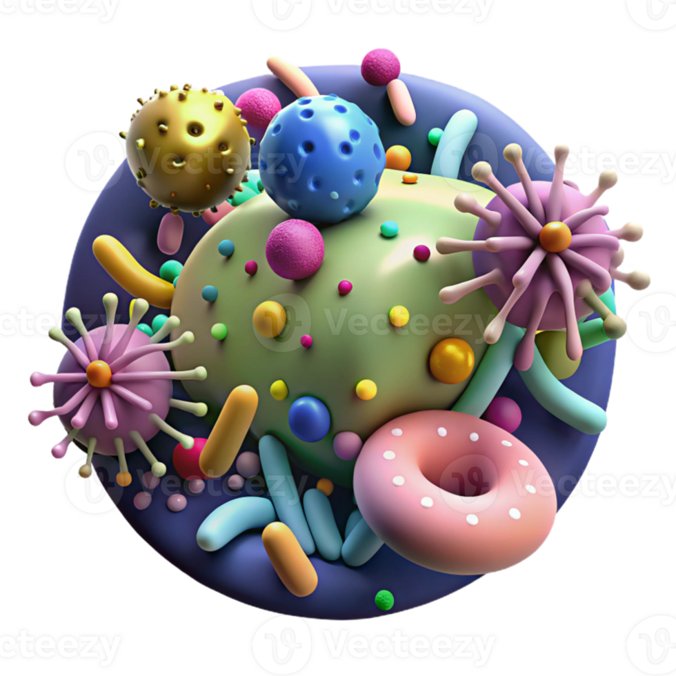 impressive artistic Microscopic View of Bacteria Isolated Transparent Background detailed png