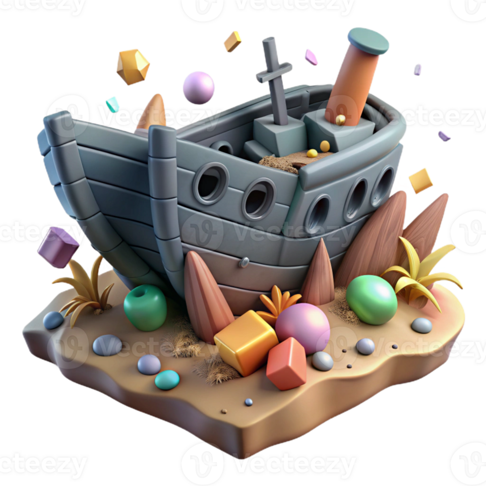 wonderful rustic Sunken Shipwreck Debris Isolated high quality png