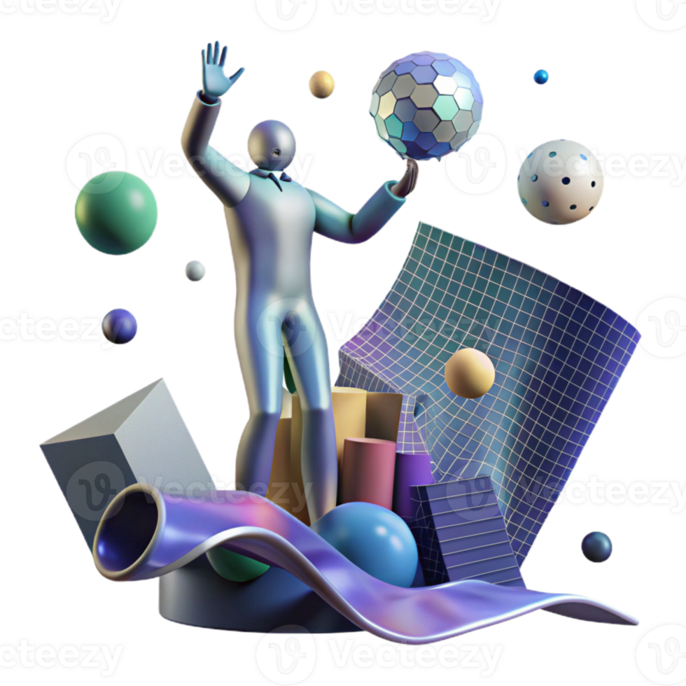 magnificent creative Abstract Figure Reaching for the Sky Isolated on Transparent Background high quality png