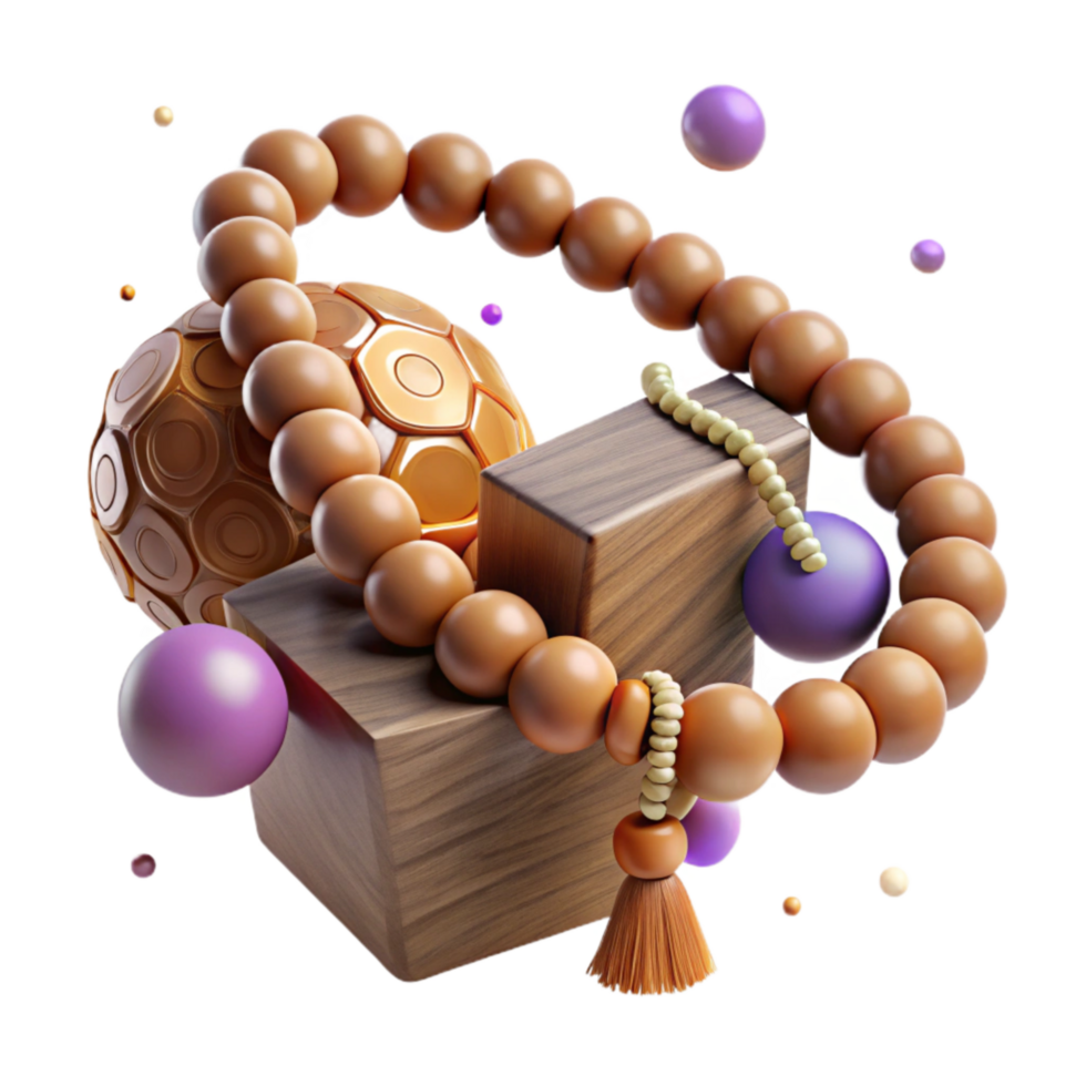 extraordinary contemporary Prayer Beads with Wooden Texture Isolated authentic png