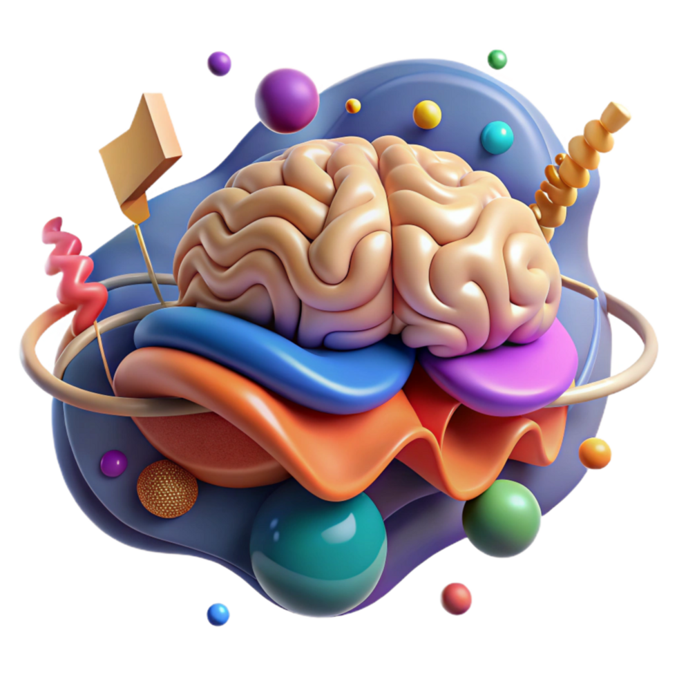 elegant vintage Brain Waves Illustration Colorful Background Cutout original png