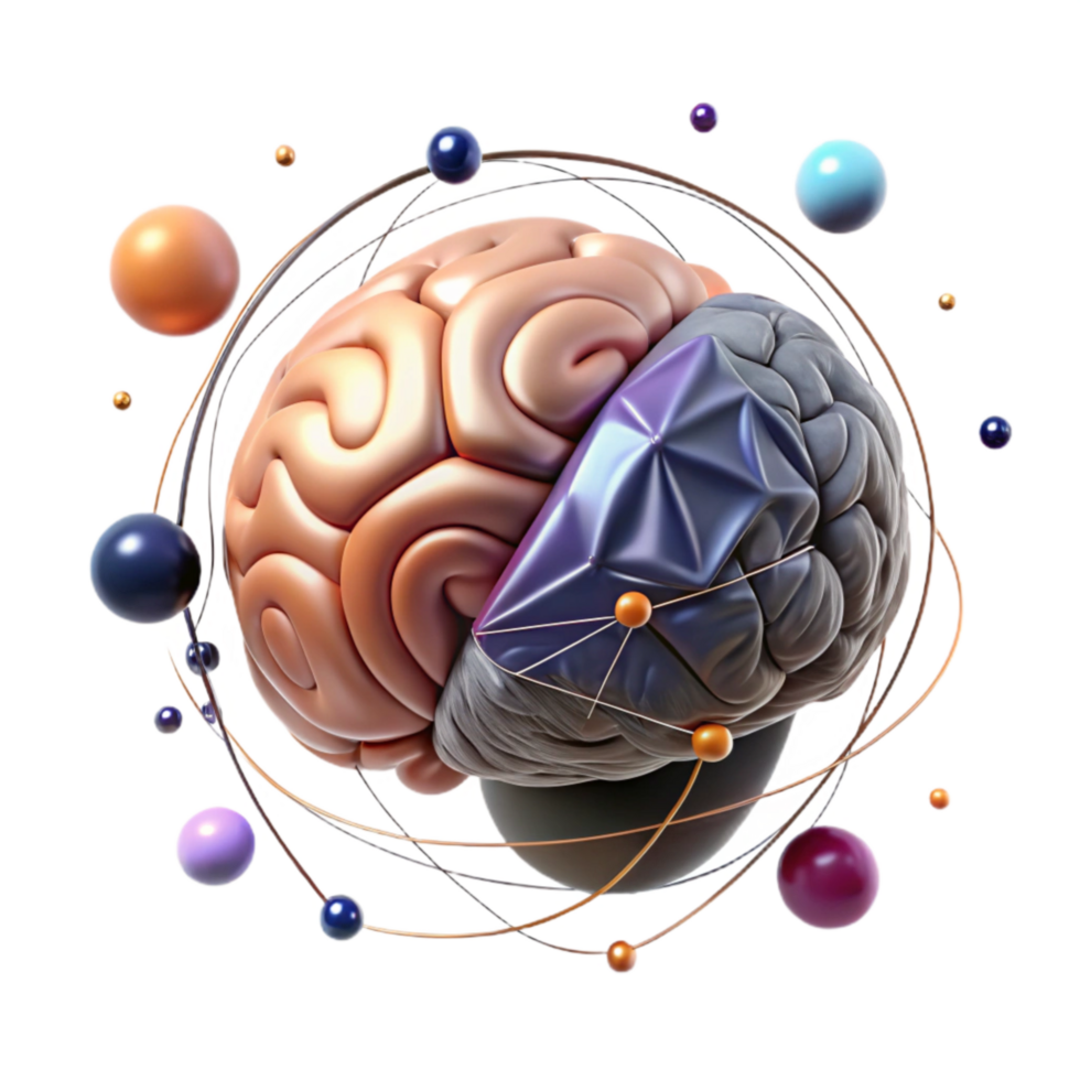 magnificent vintage Human Brain with Digital Network Overlay Cutout png