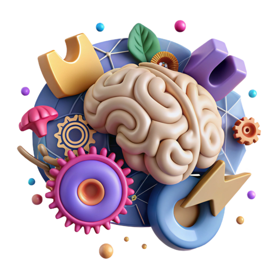 wonderful traditional Brain Gears Interlocking White Cutout original png