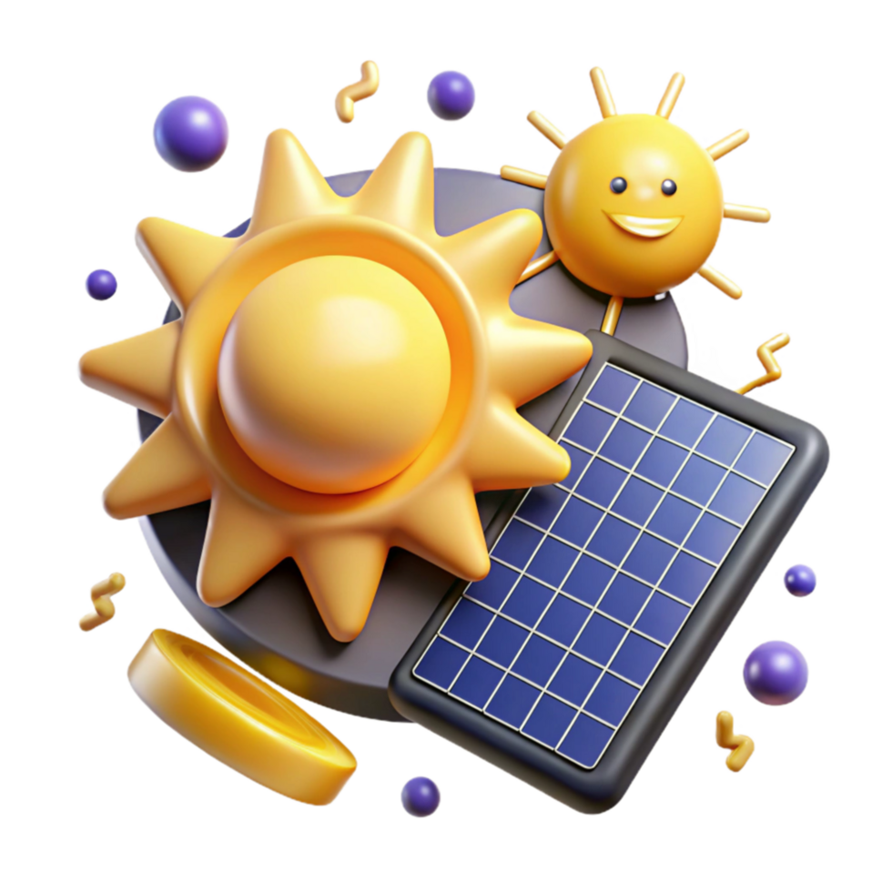 vibrant rustic Solar Energy Icon Set with Bright Yellow Sun Cutout exclusive png