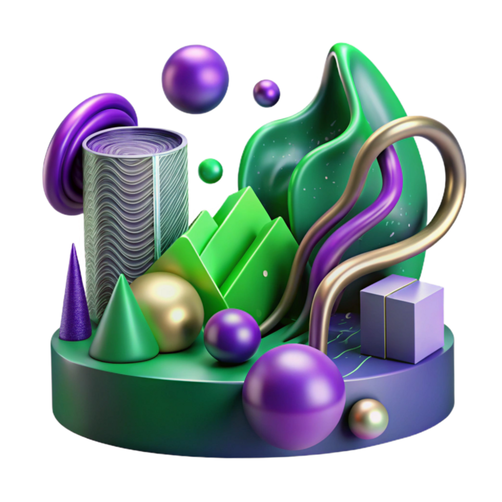 dramatic creative Abstract Representation of Growth Purple and Green Transparent Background high resolution png
