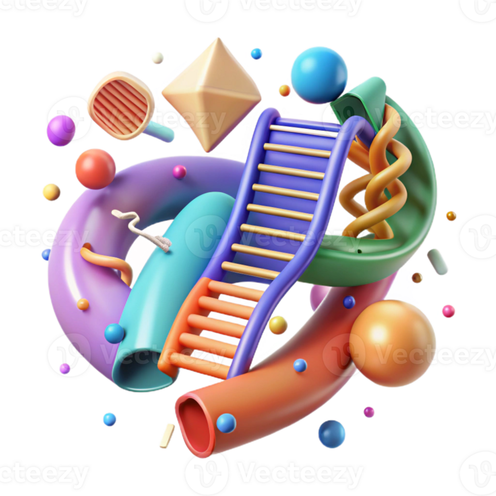 elegant artistic Genetic Code Structure Colorful Isolated genuine png