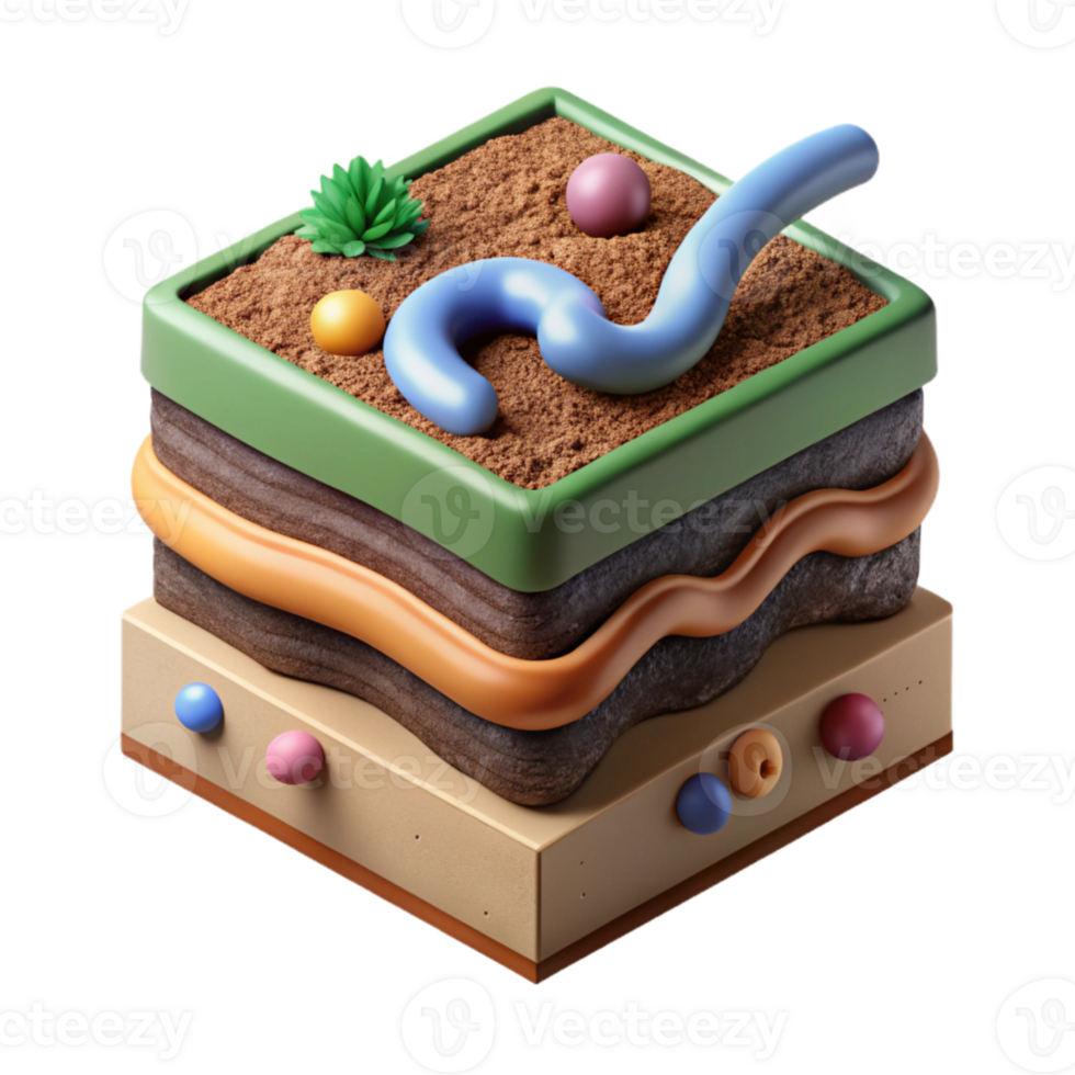extraordinary creative Detailed Soil Layers Diagram with Earthworm Cutout premium png