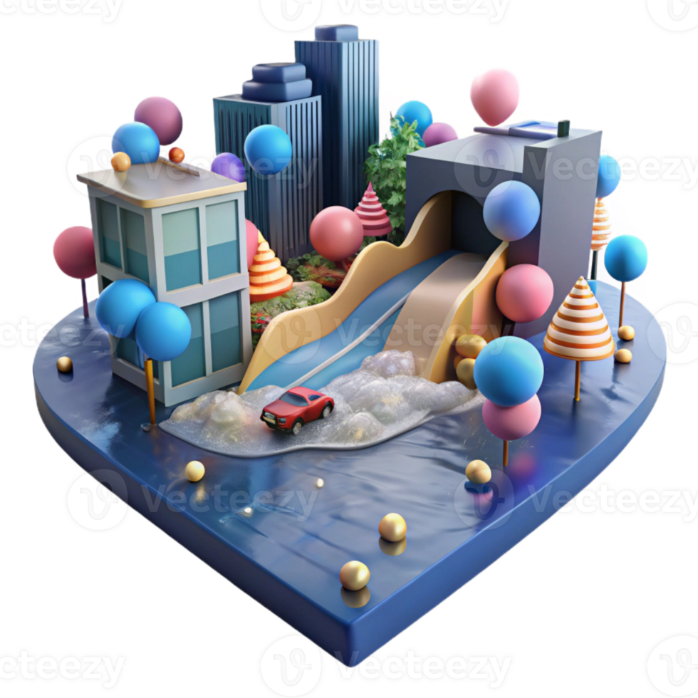 stunning contemporary Flood Waters Inundating City Street Isolated Element premium png