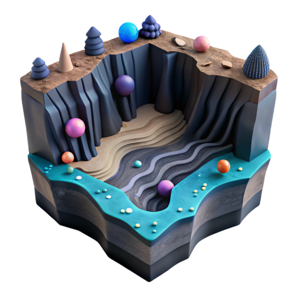 elegant creative Ocean Floor Canyon Deep and Dark Cutout on White Background professional png