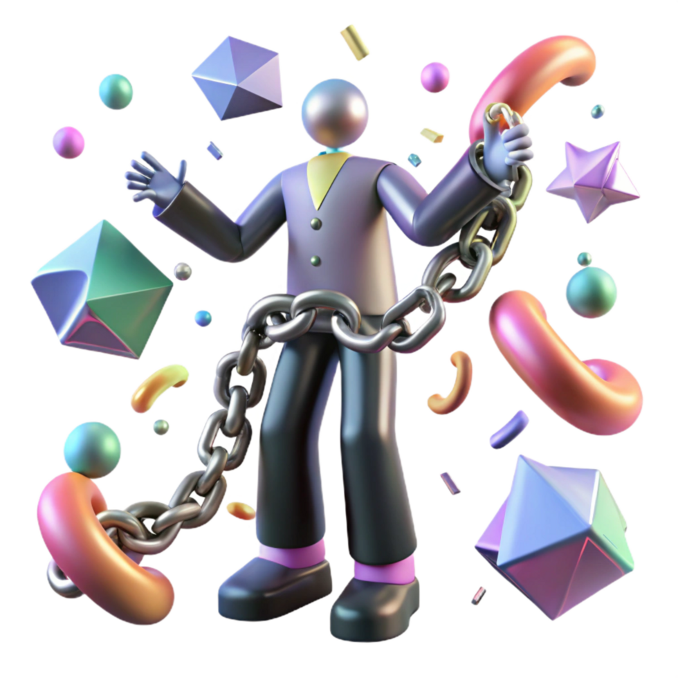 serene creative Abstract Figure Breaking Chains Isolated on Transparent Background genuine png
