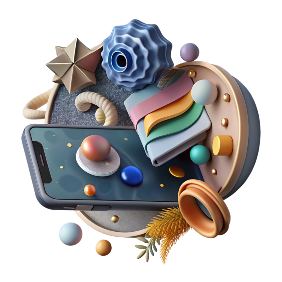 dramatic modern Augmented Reality App with Storytelling Overlay Isolated Element detailed png