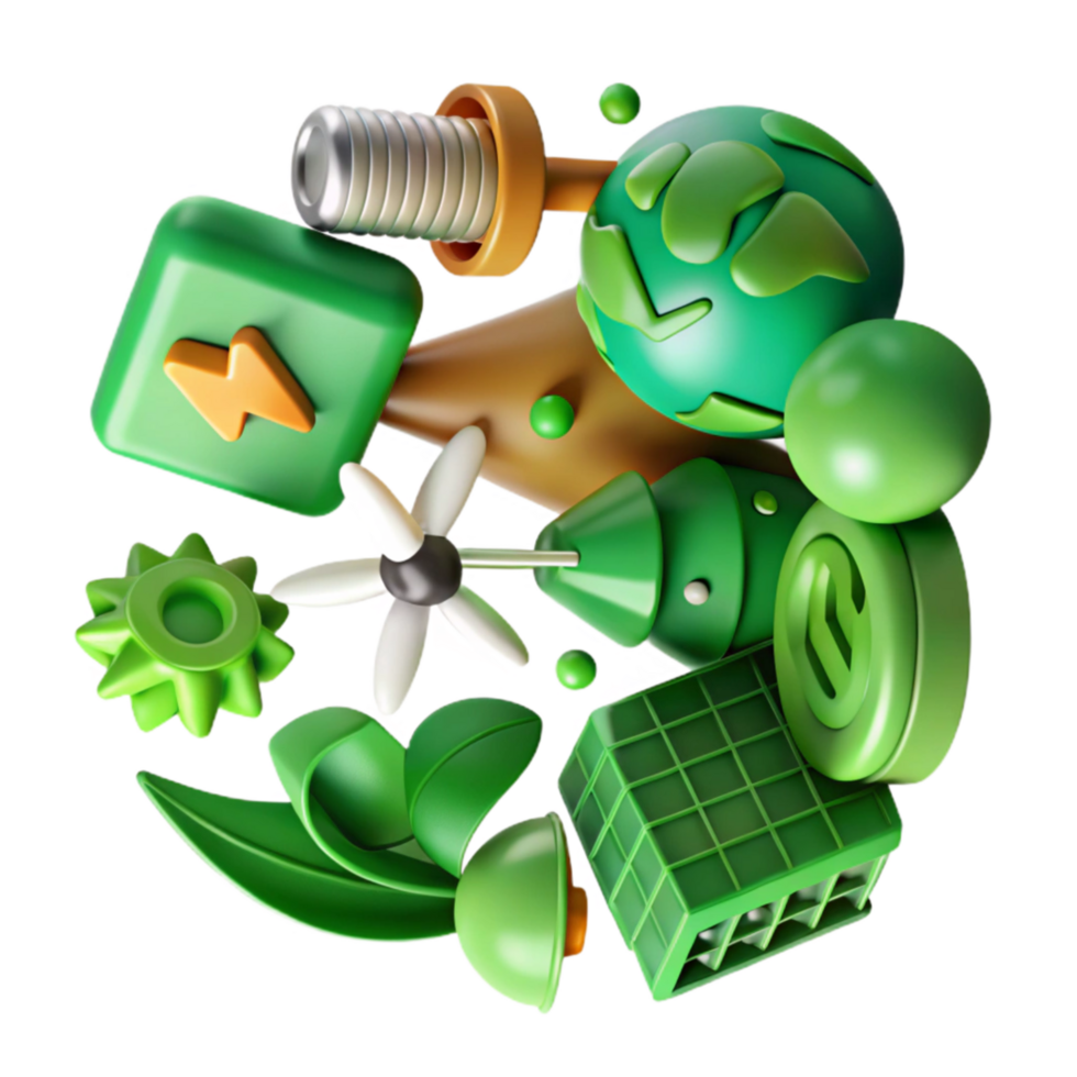 extraordinary contemporary Green Energy Symbols Collection Isolated authentic png