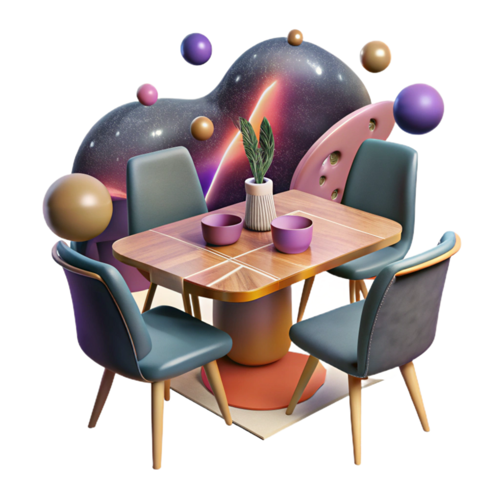 wonderful minimalist Dining Room with Table and Chairs Isolated original png