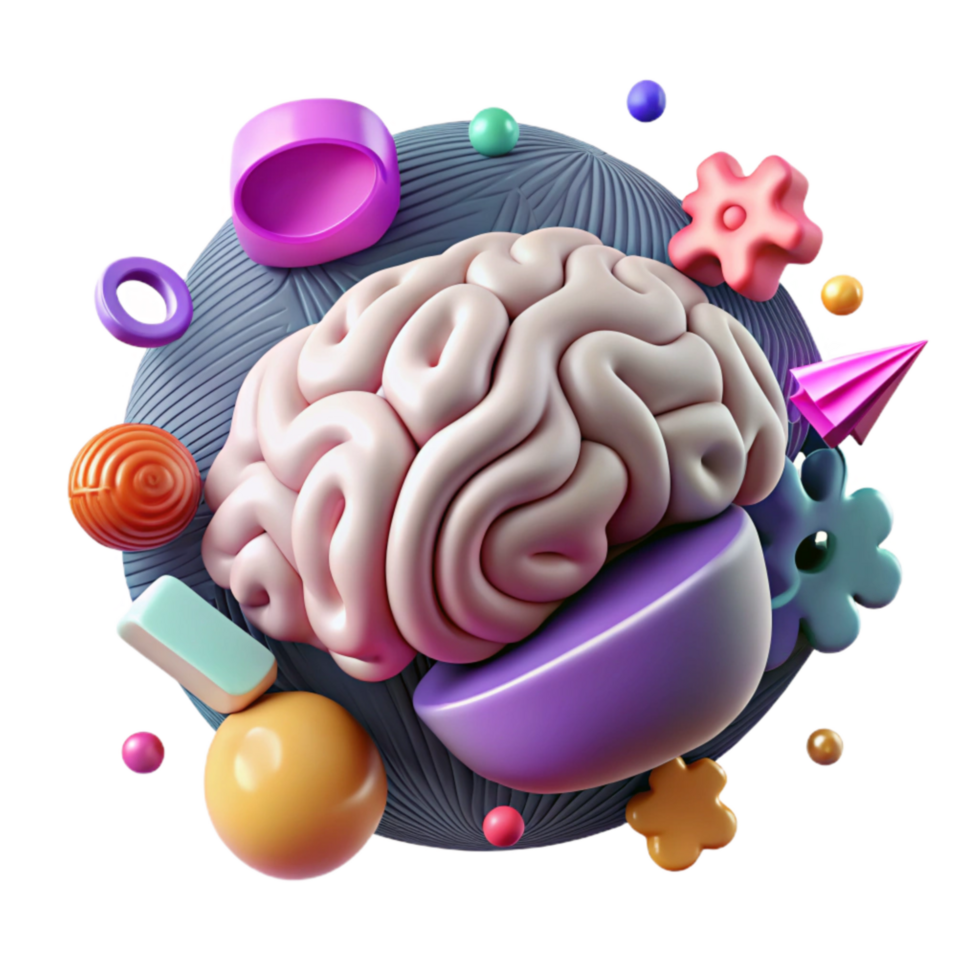 beautiful minimalist Social Media Impact on Mental Health Brain Icon Cutout premium png