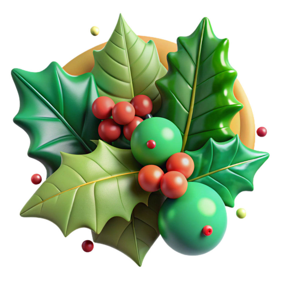 magnificent vintage Holly Berries and Leaves with Festive Green Color Isolated professional png