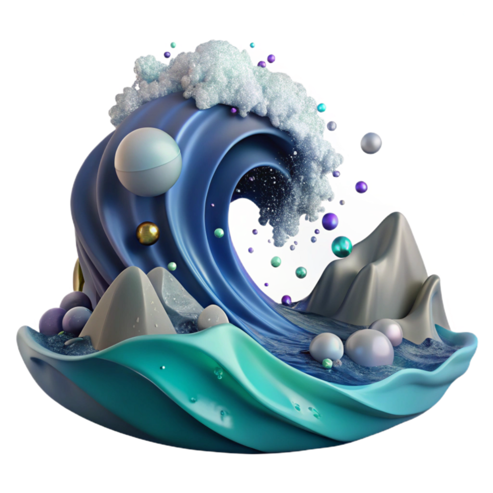 vibrant contemporary Ocean Waves Crashing on Shore Front View Transparent exclusive png