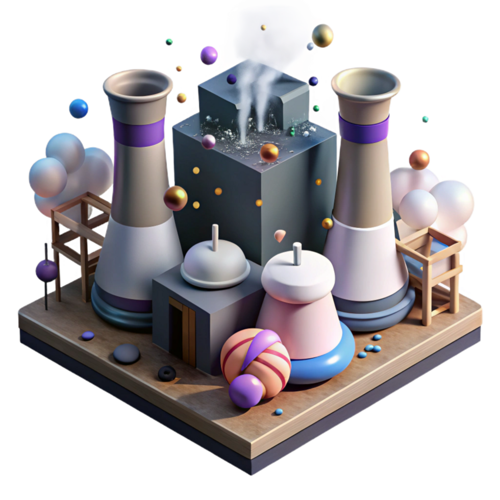 serene modern Geothermal Power Plant with Snow Covered Ground Cutout professional png