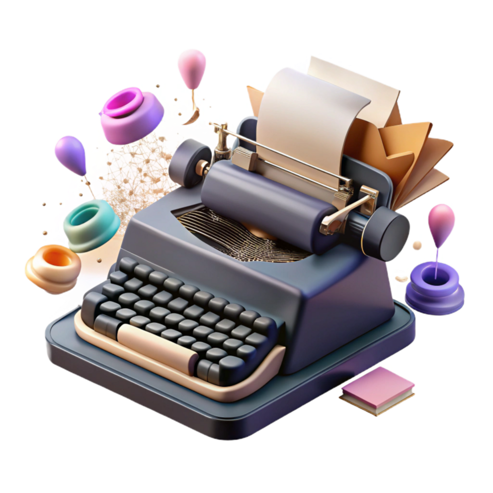 dramatic creative Vintage Typewriter with Protest Sign Transparent Element authentic png