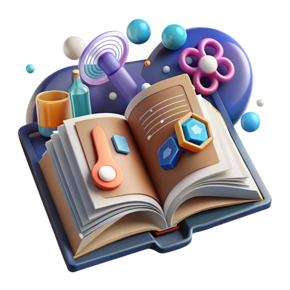 vibrant classic Medical Book Open with Diagram Transparent Background png