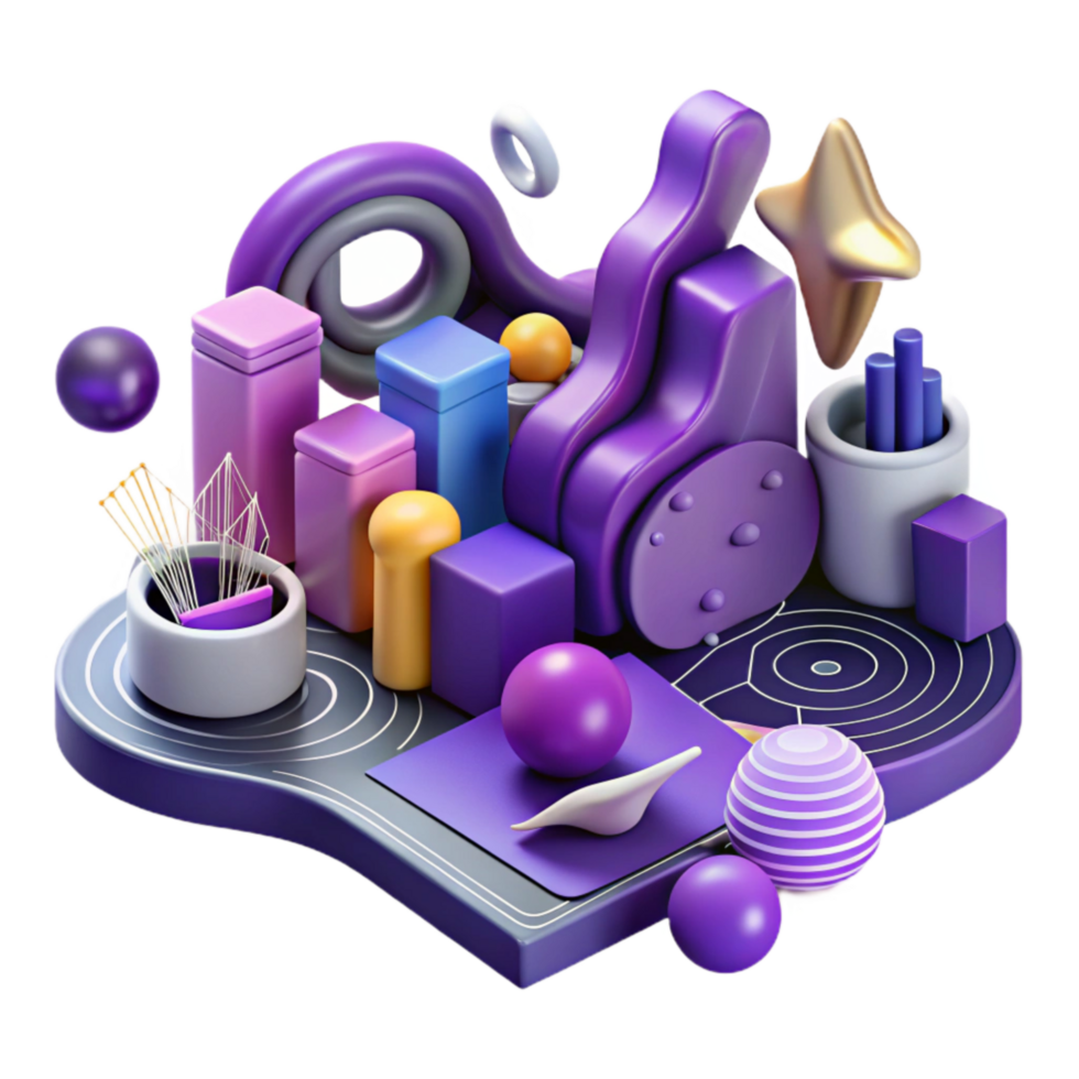 beautiful minimalist Data Flow Visualization with Purple Hues Cutout high resolution png