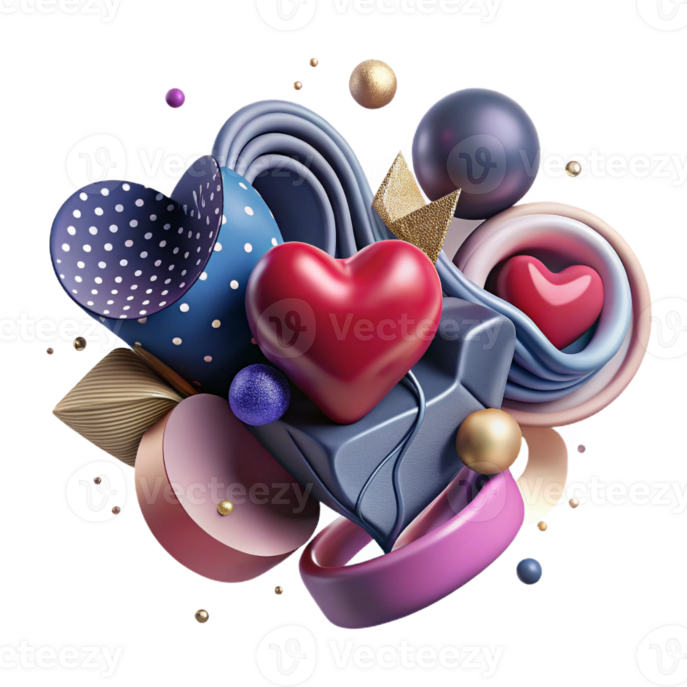 wonderful abstract Abstract Art Representing Love Cutout with Heart Shapes exclusive png