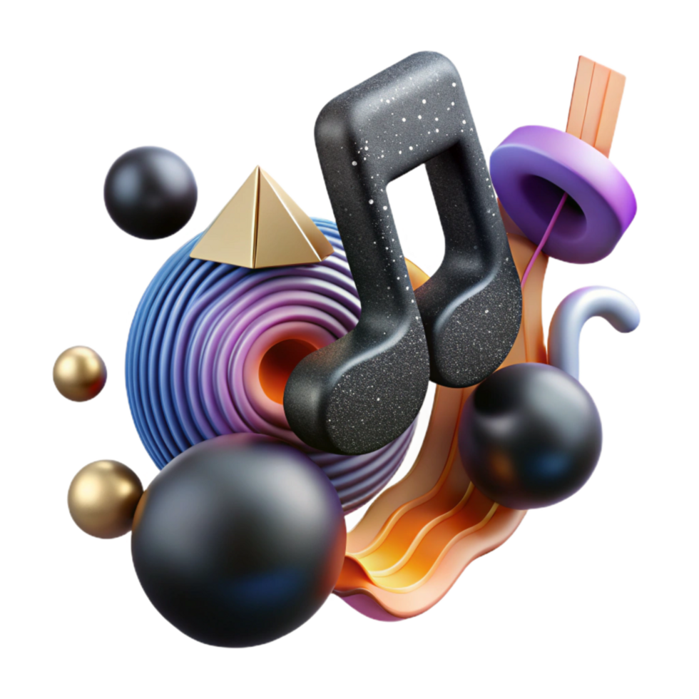 stunning vintage Abstract Music Symbol Notes Design Transparent Background detailed png