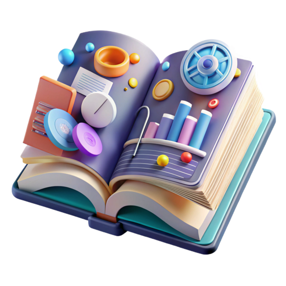 vibrant contemporary Medical Book Open with Diagram Transparent Background high quality png