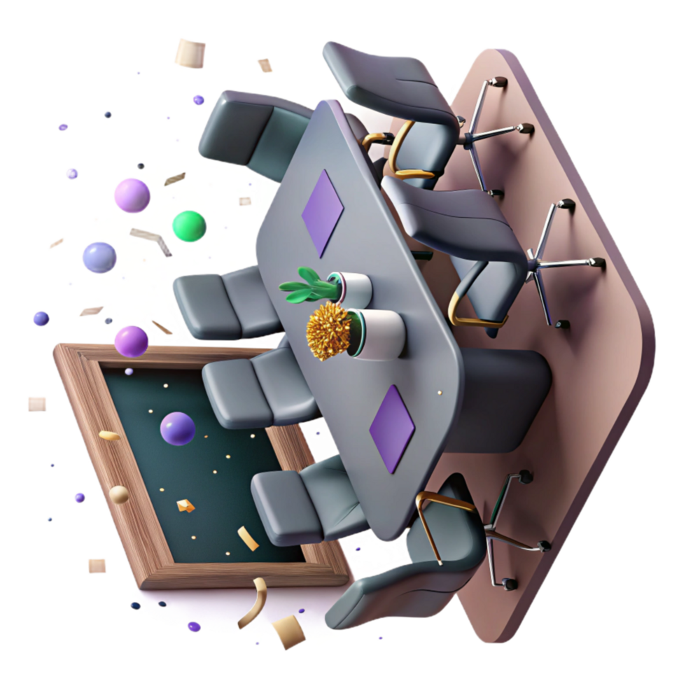dramatic abstract Conference Room with Table and Chairs Transparent Background high quality png