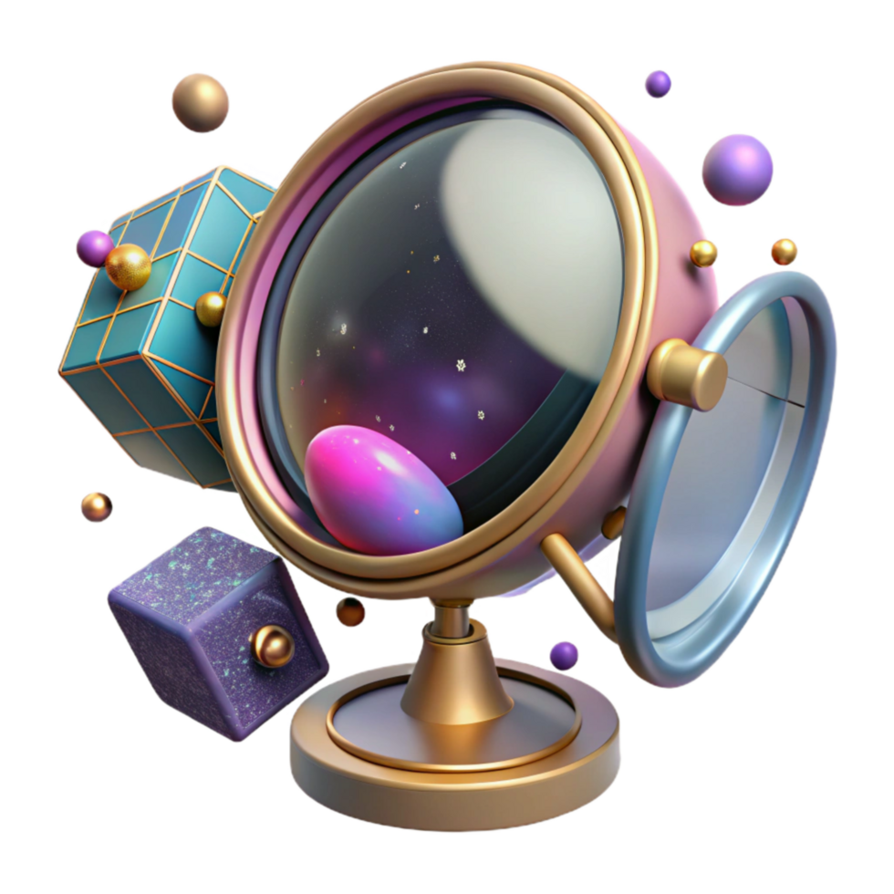 serene vintage Space Telescope Mirror Reflecting Light Cutout premium png