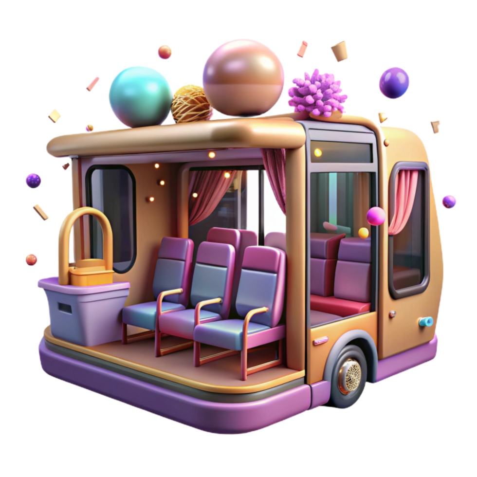 magnificent classic City Bus Interior View Isolated Cutout png