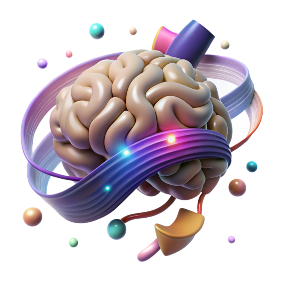 vibrant abstract Brain with Light Trails Transparent Background authentic png