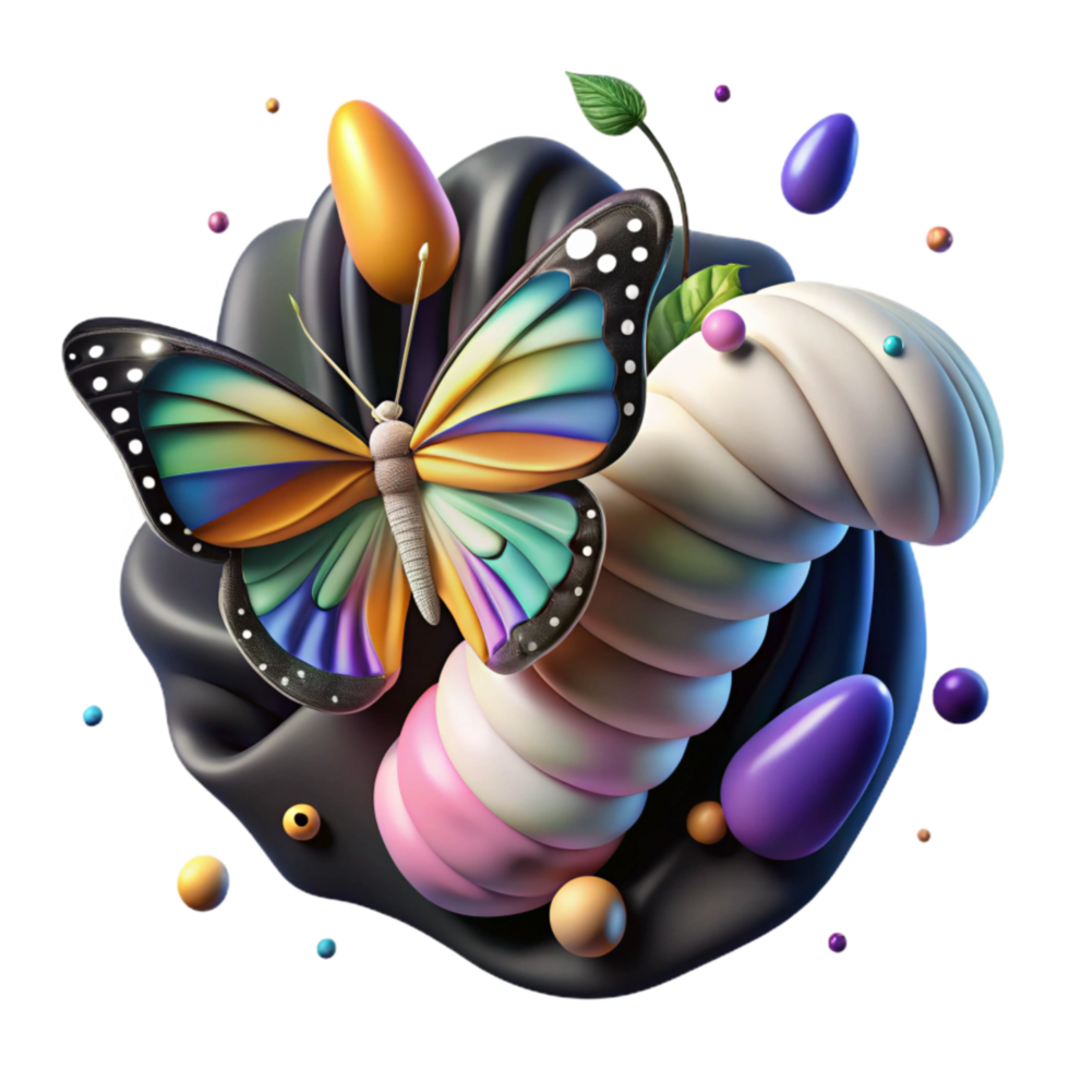 impressive traditional Colorful Butterfly Emerging From Cocoon Cutout with Soft Lighting premium png