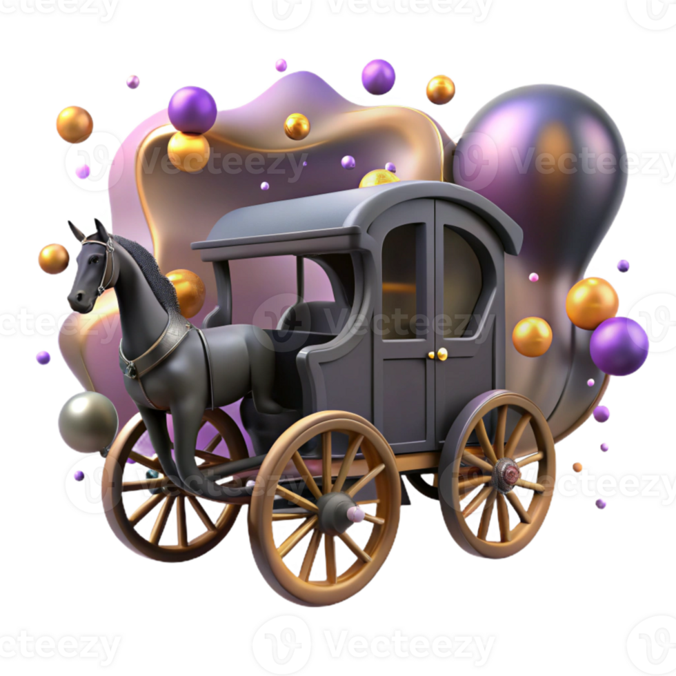 dramatic creative Horse Drawn Carriage Silhouette Transparent Background premium png