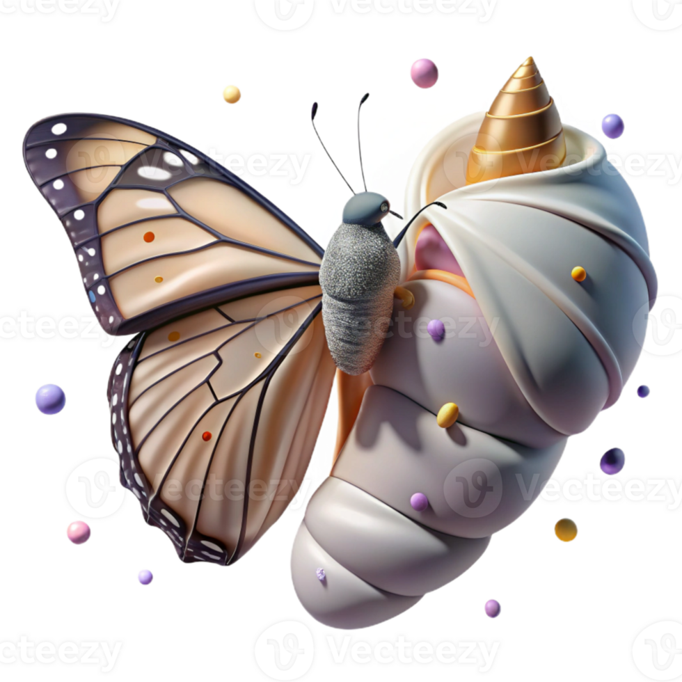 extraordinary contemporary Butterfly Emerging From Cocoon Side View Isolated authentic png
