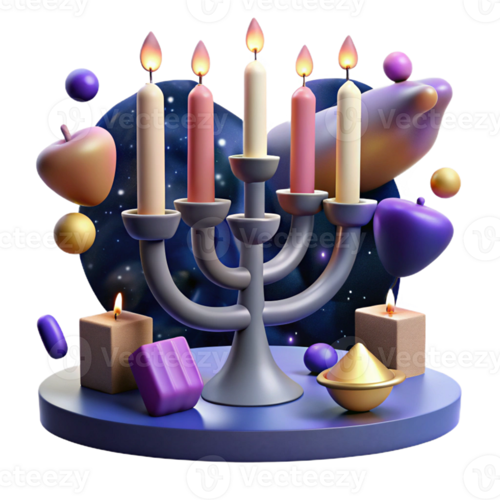 vibrant modern Menorah with Nine Candles Isolated genuine png