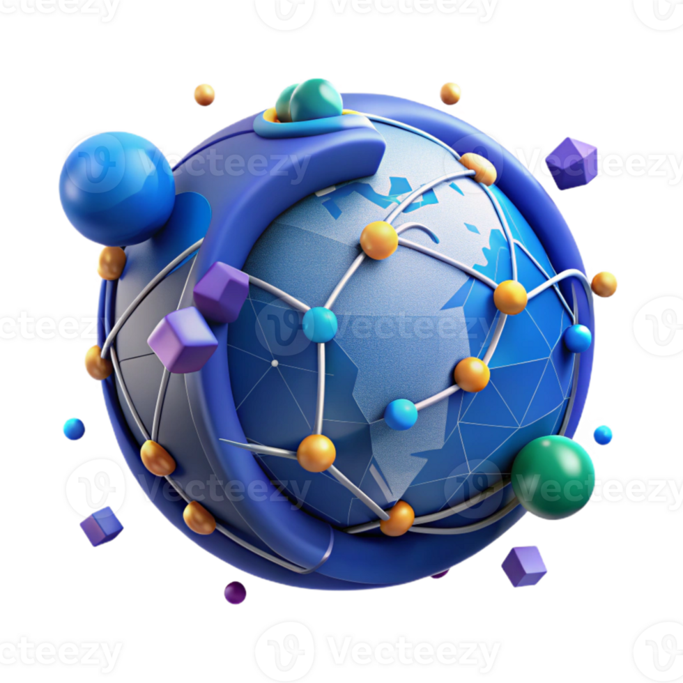 beautiful creative Global Network Connection Isolated Blue Hue original png