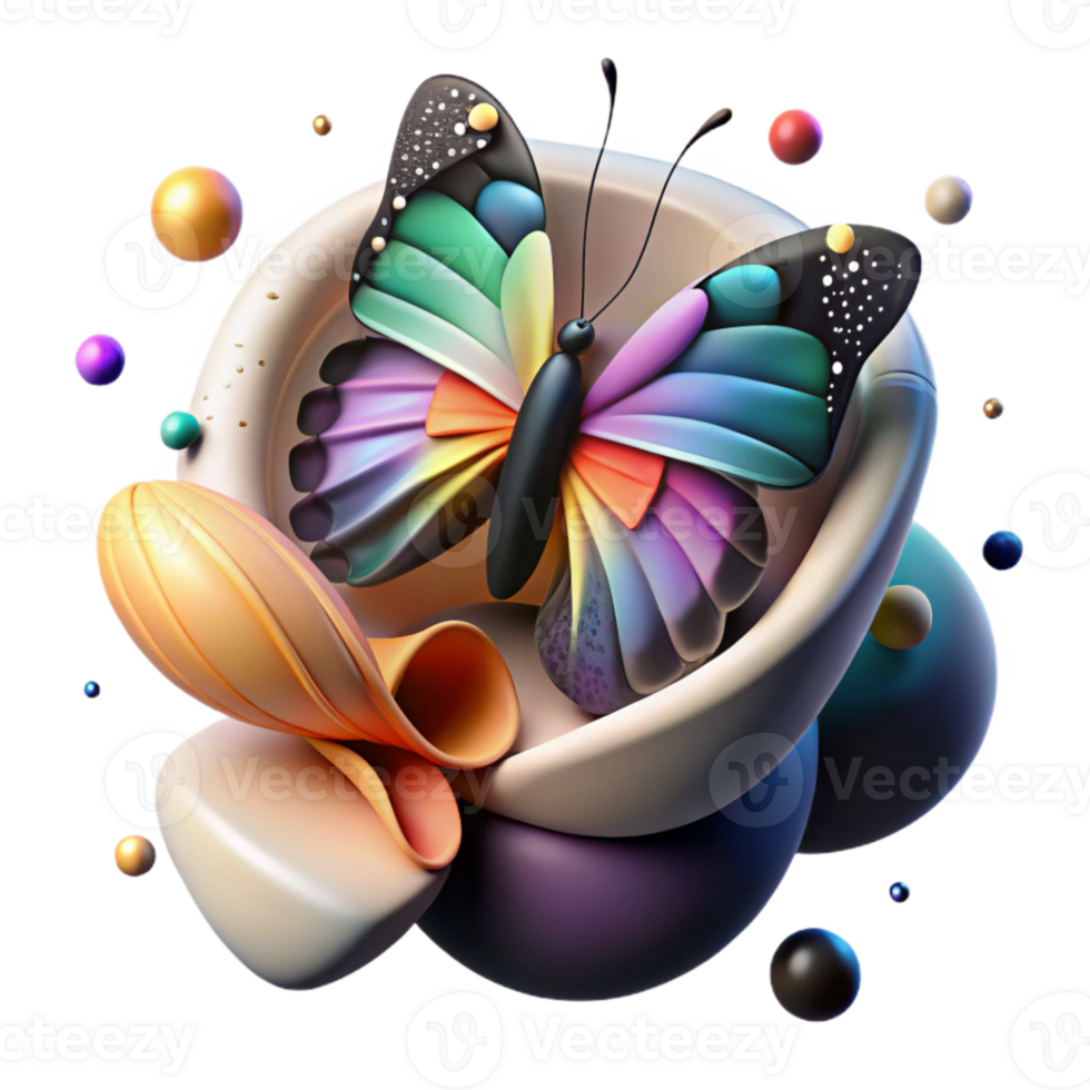 magnificent contemporary Colorful Butterfly Emerging From Cocoon Cutout with Soft Lighting premium png
