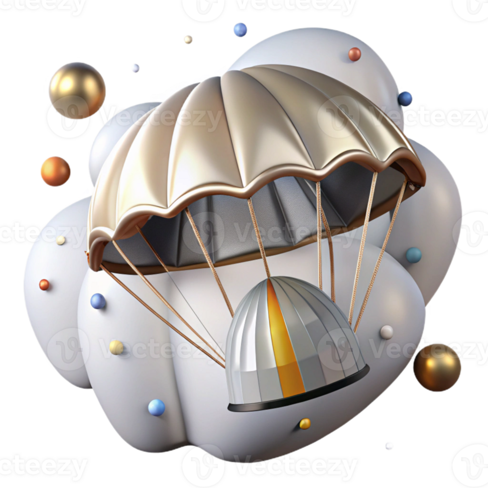serene minimalist Space Capsule Parachute Canopy White Cutout exclusive png