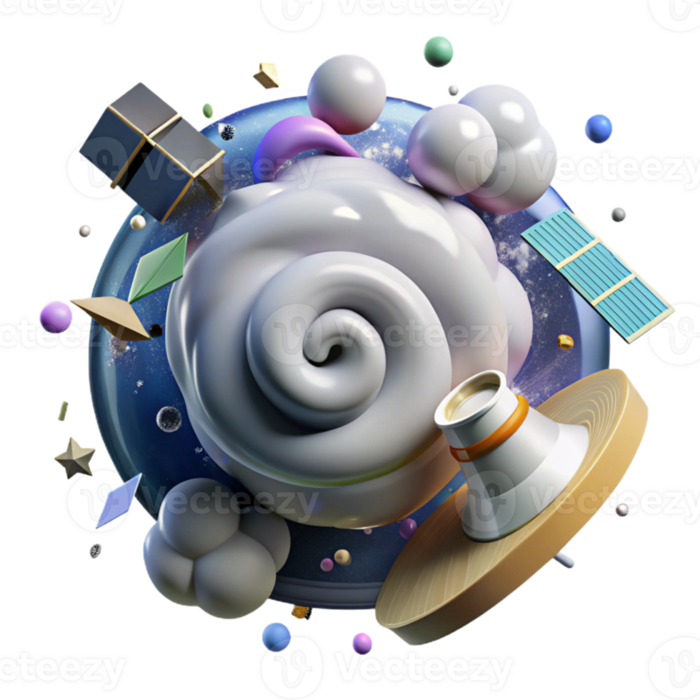beautiful minimalist Hurricane Satellite Swirling Clouds Transparent Background premium png