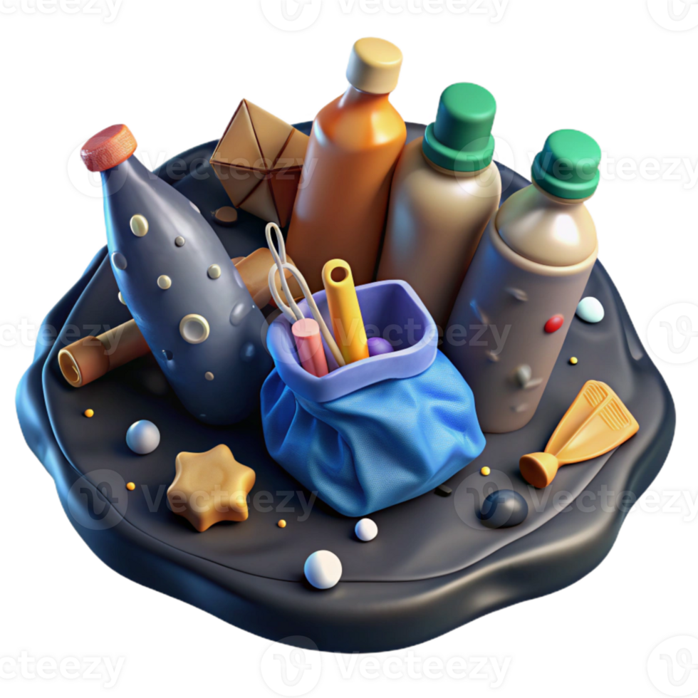 wonderful contemporary Ocean Plastic Pollution Bottles and Bags Isolated Element detailed png