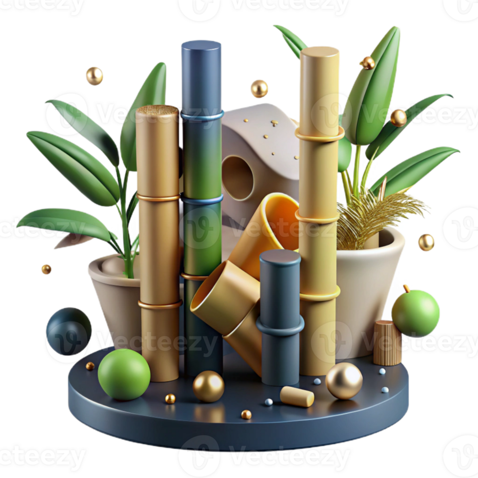 vibrant traditional Bamboo Plant Cross Section Detailed detailed png