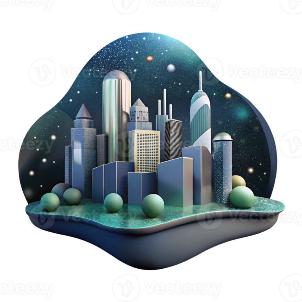 impressive abstract Sustainable City Skyline Silhouette Isolated authentic png
