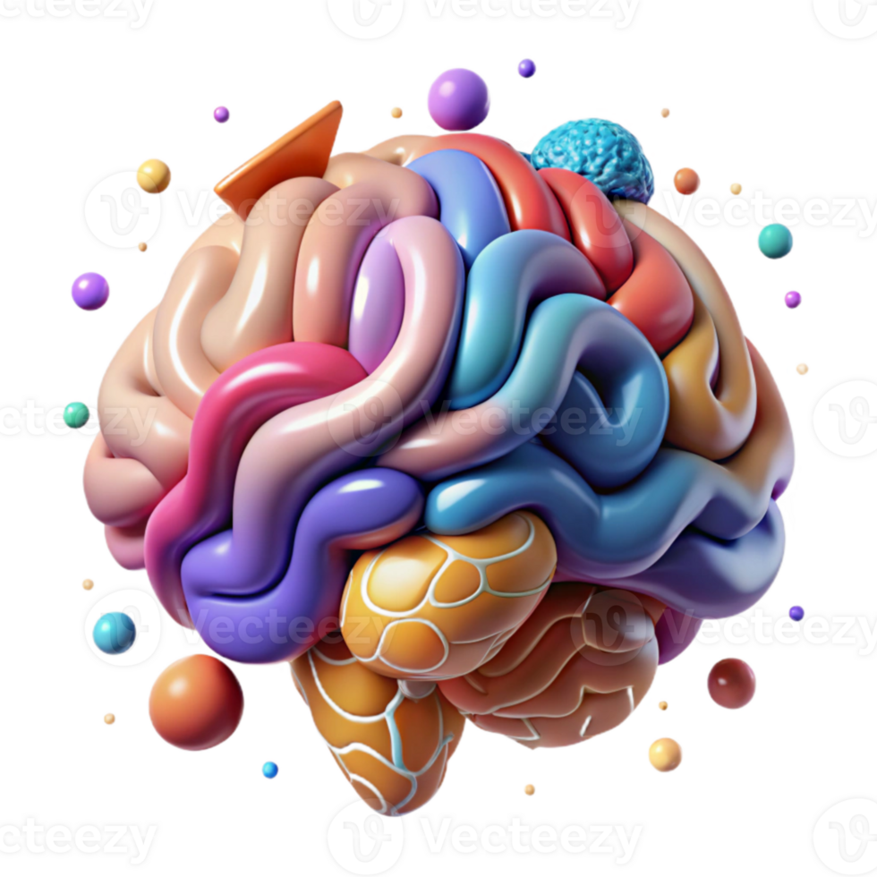elegant artistic Abstract Brain Pattern Multicolor Isolated authentic png