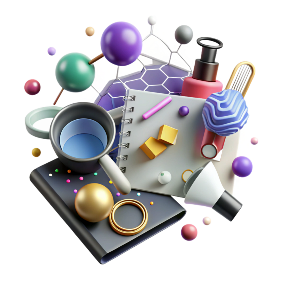 serene traditional Linguistics Research Tools and Equipment Cutout Overhead View premium png