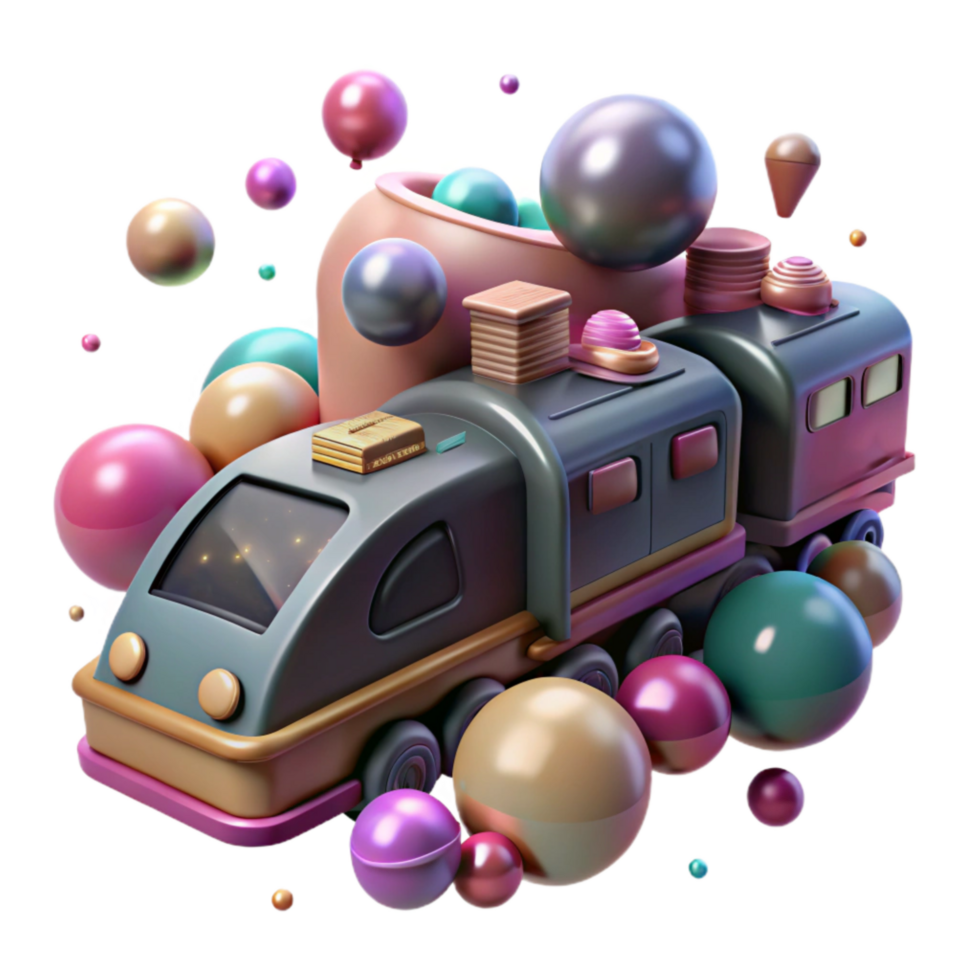 beautiful rustic Train with Multiple Cars Isolated professional png