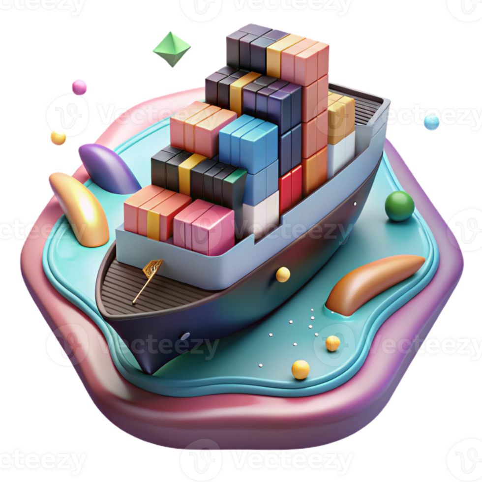 dramatic abstract Cargo Ship at Sea Isolated with Realistic Lighting detailed png