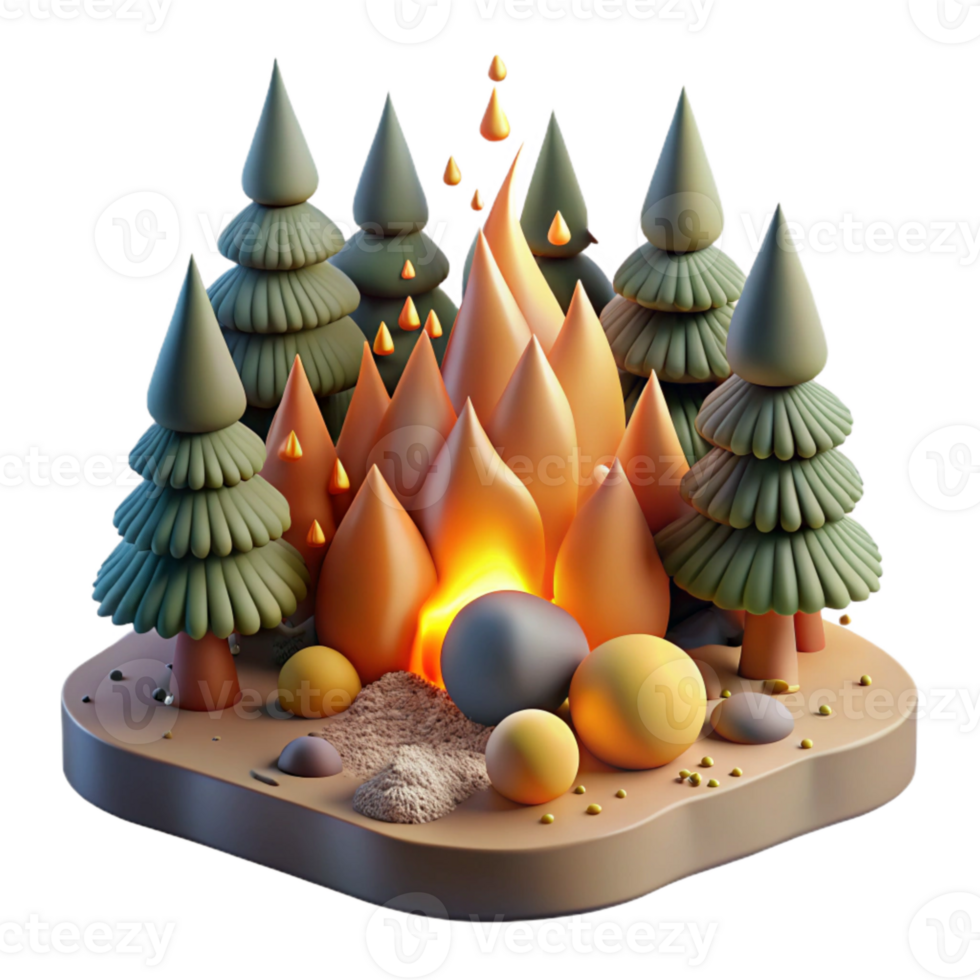 impressive rustic Forest Fire Burning Trees Orange Flames Isolated high resolution png
