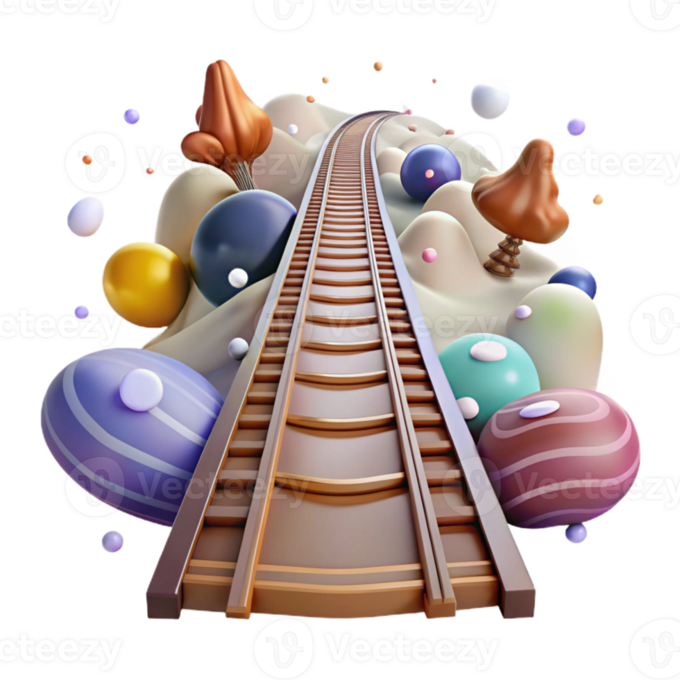 impressive vintage Train Tracks Perspective View Isolated Cutout genuine png