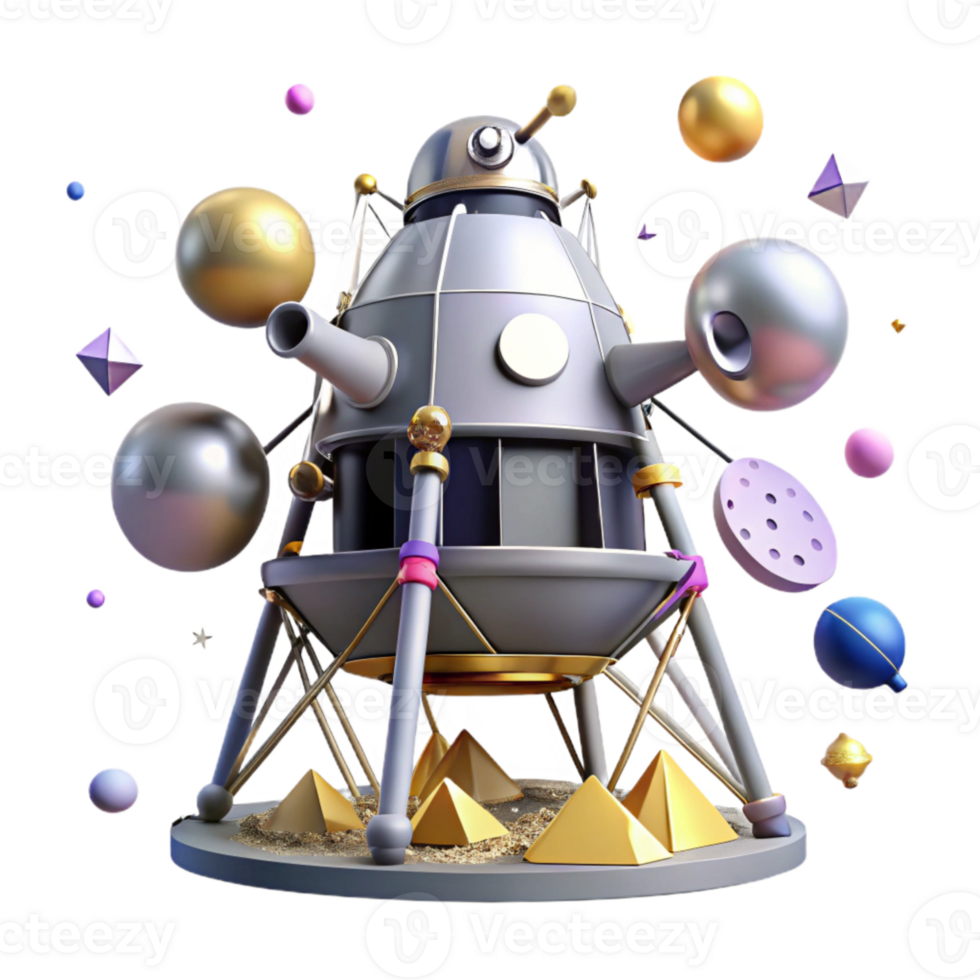 wonderful creative Lunar Module Ascent Stage Lifting Off Isolated professional png