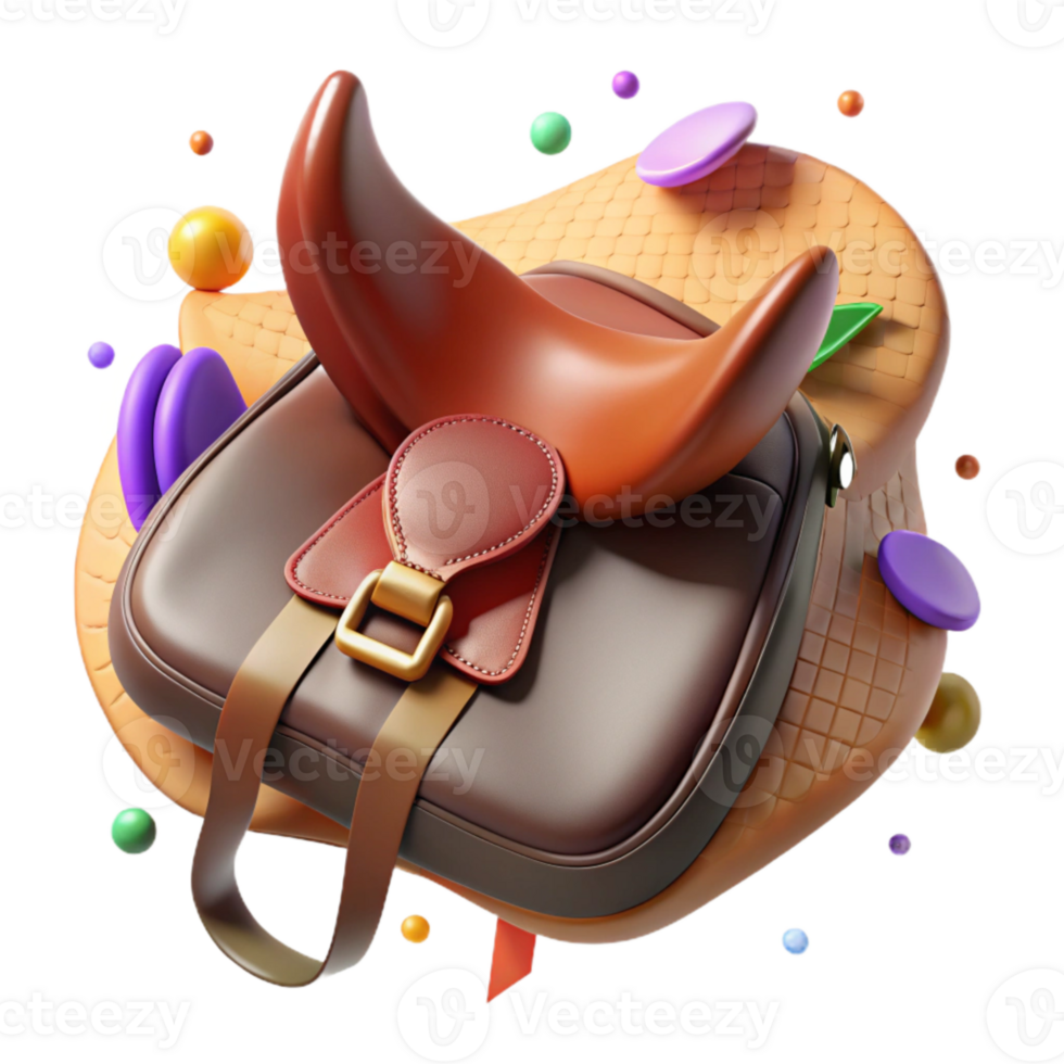 magnificent abstract Leather Saddle Top View Isolated authentic png